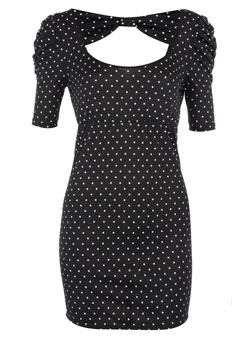 Dorothy Perkins Black/white spot bow back tunic