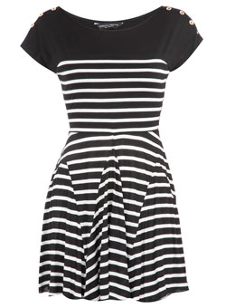 Dorothy Perkins Black/white stripe flared tunic