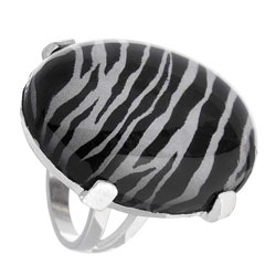 Dorothy Perkins Black zebra print ring