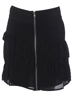 Dorothy Perkins Black zip ruffle skirt