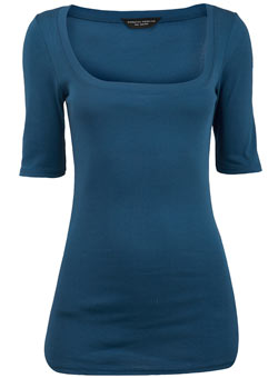 Dorothy Perkins Blue 1/2 sleeve scoop top