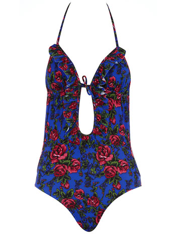 Blue 50s floral swimsuit DP06906321