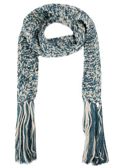 Dorothy Perkins Blue cable tweed scarf