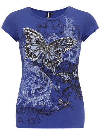 Dorothy Perkins Blue glitter butterfly t-shirt DP94000973
