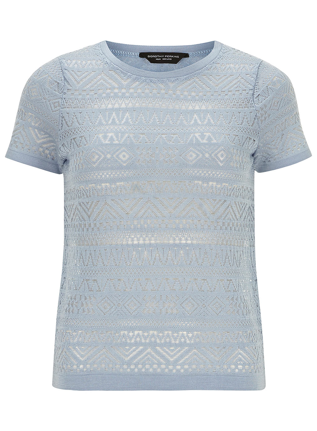 Blue lace knitted t-shirt 55148619