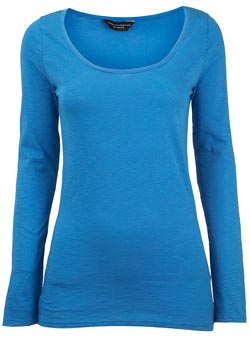 Dorothy Perkins Blue long sleeve scoop top