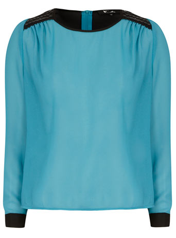 Dorothy Perkins Blue shoulder patch blouse DP65000791