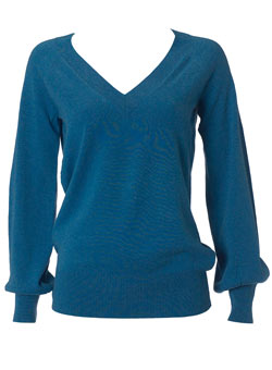 Dorothy Perkins Blue slouchy v-neck jumper