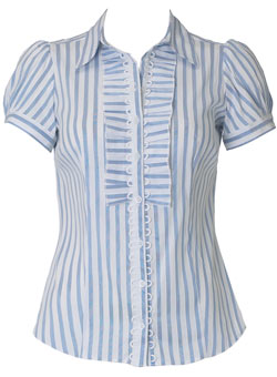 Dorothy Perkins Blue stripe ruffle shirt