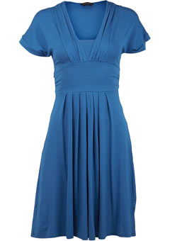 Blue v-neck workwear dress