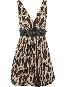 Dorothy Perkins Brown animal bubble belt dress