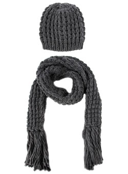 Charcoal hat and scarf set
