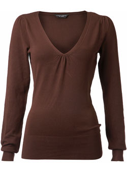 Dorothy Perkins Choc v-neck jumper