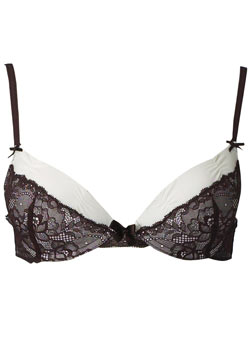 Dorothy Perkins Chocolate lace ruched bra