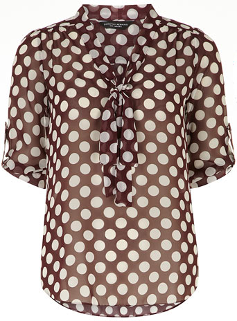Dorothy Perkins Claret spot pussybow blouse DP05392112