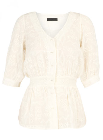 Closet cream embroidered blouse