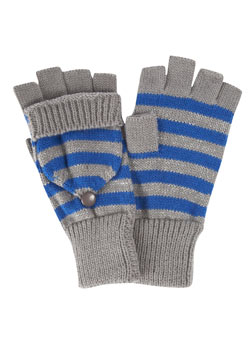 Cobalt stripe fingerless glove