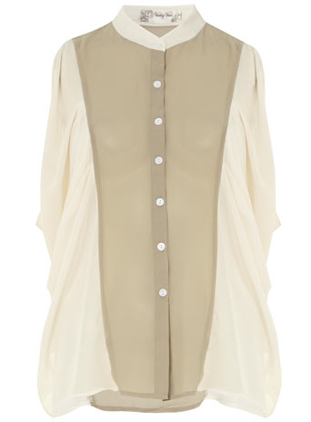 Coffee/cream batwing blouse DP37000102