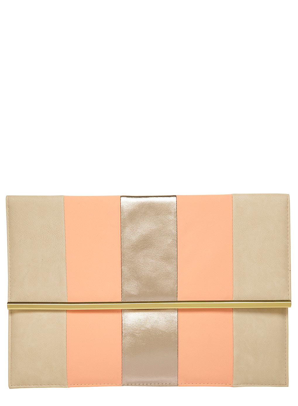 Dorothy Perkins Coral and cream stripe clutch 18344460