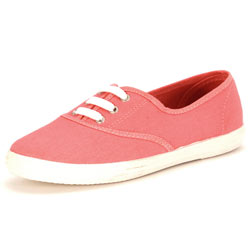 Dorothy Perkins Coral canvas lace up pumps