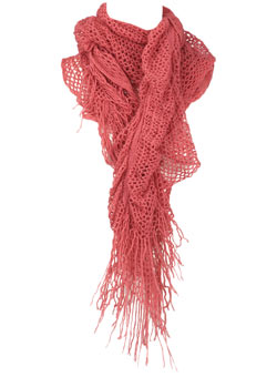 Coral crochet ruched scarf