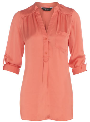 Dorothy Perkins Coral cupro placket blouse DP05216616