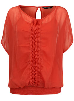 Dorothy Perkins Coral plait front batwing top