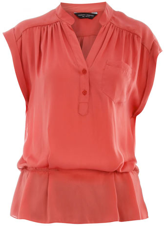Dorothy Perkins Coral ruched hem blouse DP05229060