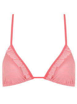 Dorothy Perkins Coral stripe frill bikini top