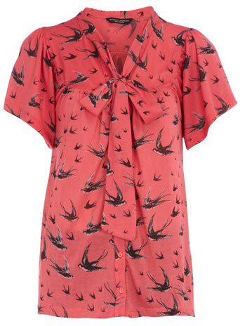 Dorothy Perkins Coral swallow pussybow blouse DP56286616