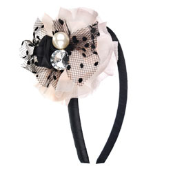 Dorothy Perkins Cream and black chiffon net corsage headband