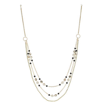 Cream bead multirow necklace
