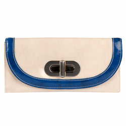 Dorothy Perkins Cream/blue twist lock purse