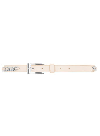 Cream chain link skinny belt
