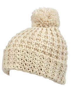 Cream chunky pom pom beanie