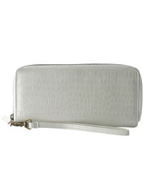 Dorothy Perkins Cream croc zip around purse