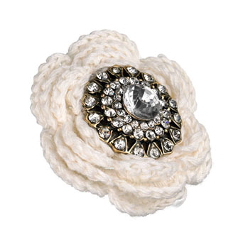 Dorothy Perkins Cream crystal crochet ring