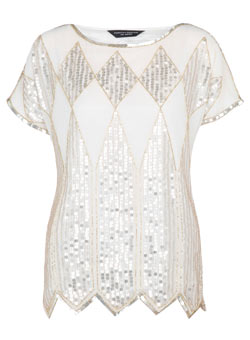 Dorothy Perkins Cream diamond embellished top