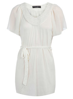 Dorothy Perkins Cream embroidered flutter top