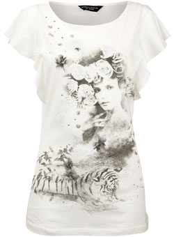 Dorothy Perkins Cream face tiger lace top