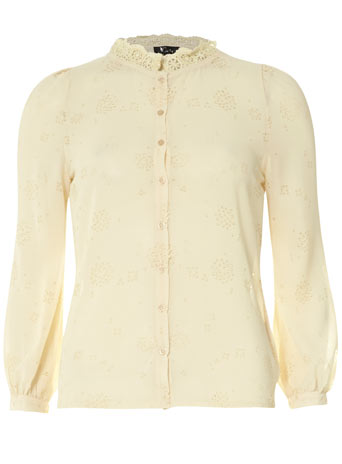 Cream laser cut blouse DP65000756