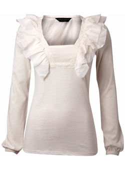 Dorothy Perkins Cream ruffle top