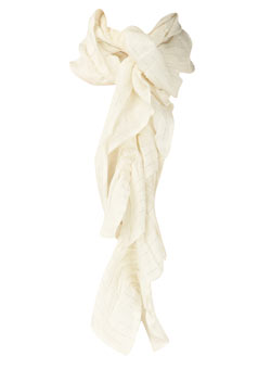 Cream skinny ruched scarf