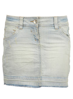 Denim bleach mini skirt