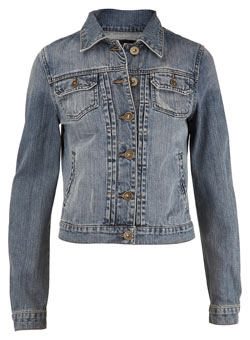 Denim pleat front jacket