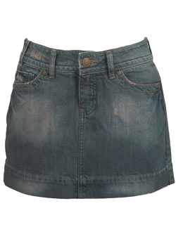 Denim ruched back mini skirt