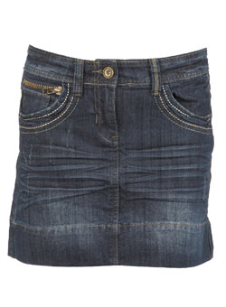 Denim zip pocket mini skirt