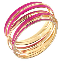 Enamel and Plain Metal Bangles
