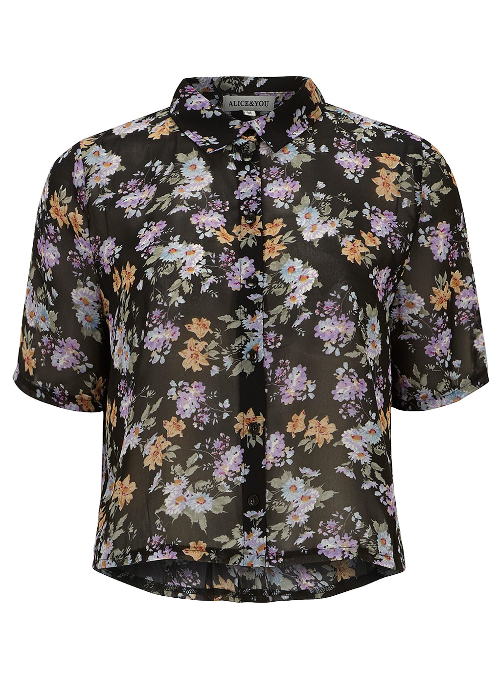 Dorothy Perkins Floral Chiffon Cropped Blouse 75100764