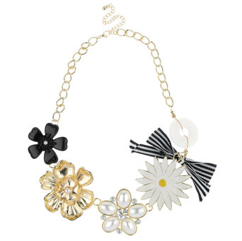 Flower button bow necklace